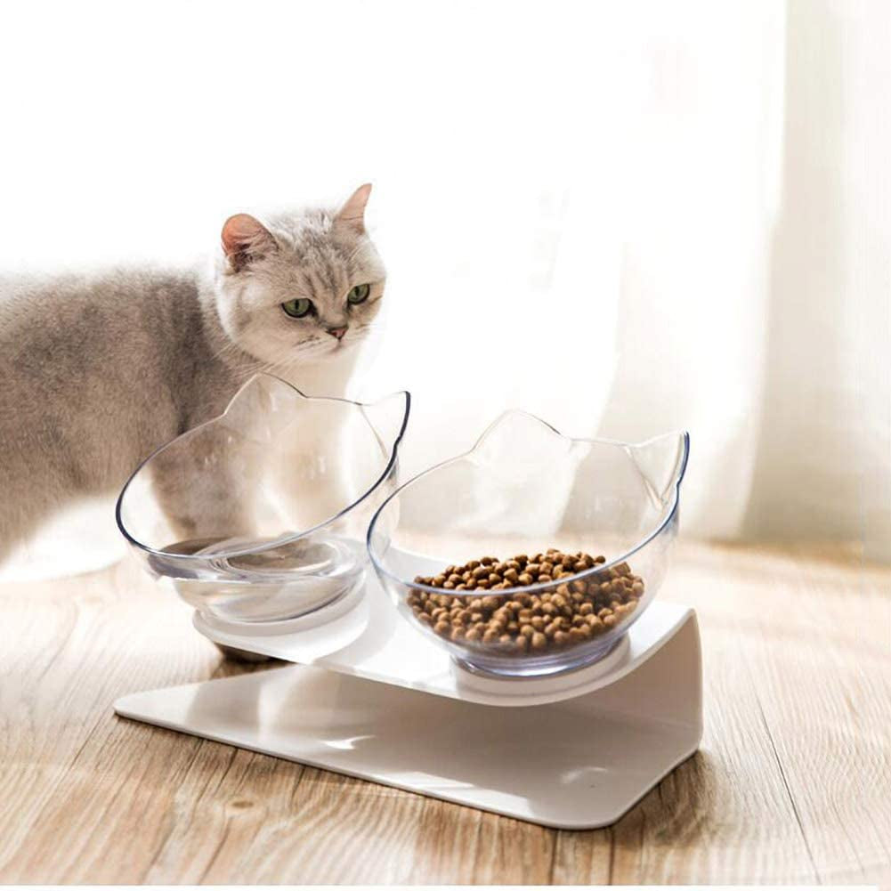 15° Tilted Elevated Cat Bowls with Raised Stand – Stress-Free Feeding for Cats and Small Dogs